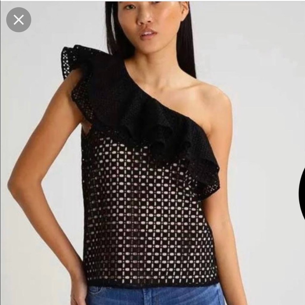J Crew one shoulder eyelet top